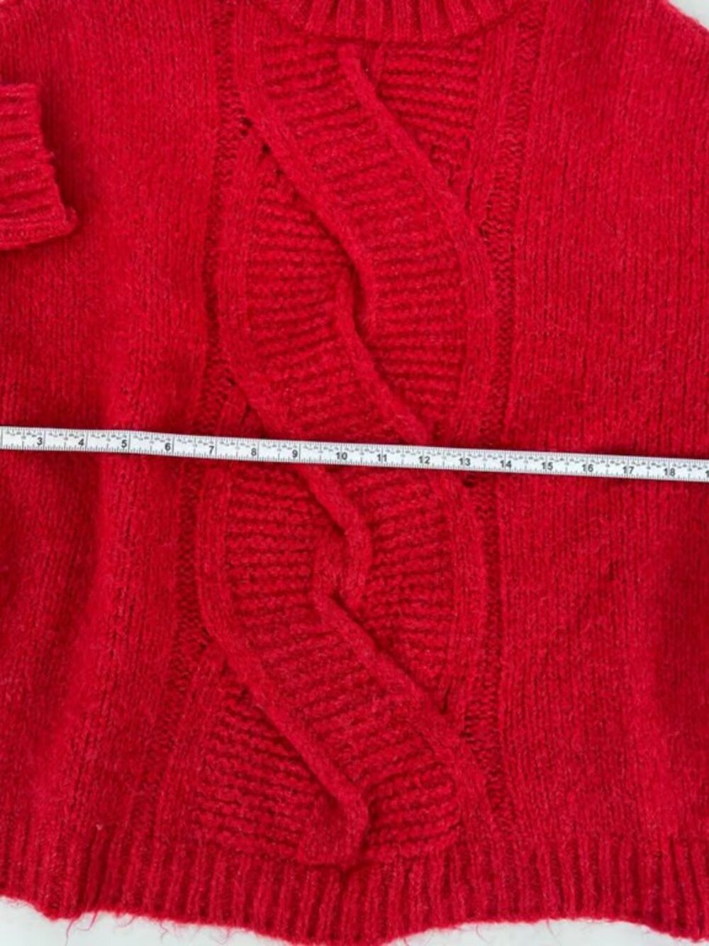 MNG Suit Mango Womens Cable Knit Red Crew Neck Wool Blend Sweater Size XS - Picture 2 of 4